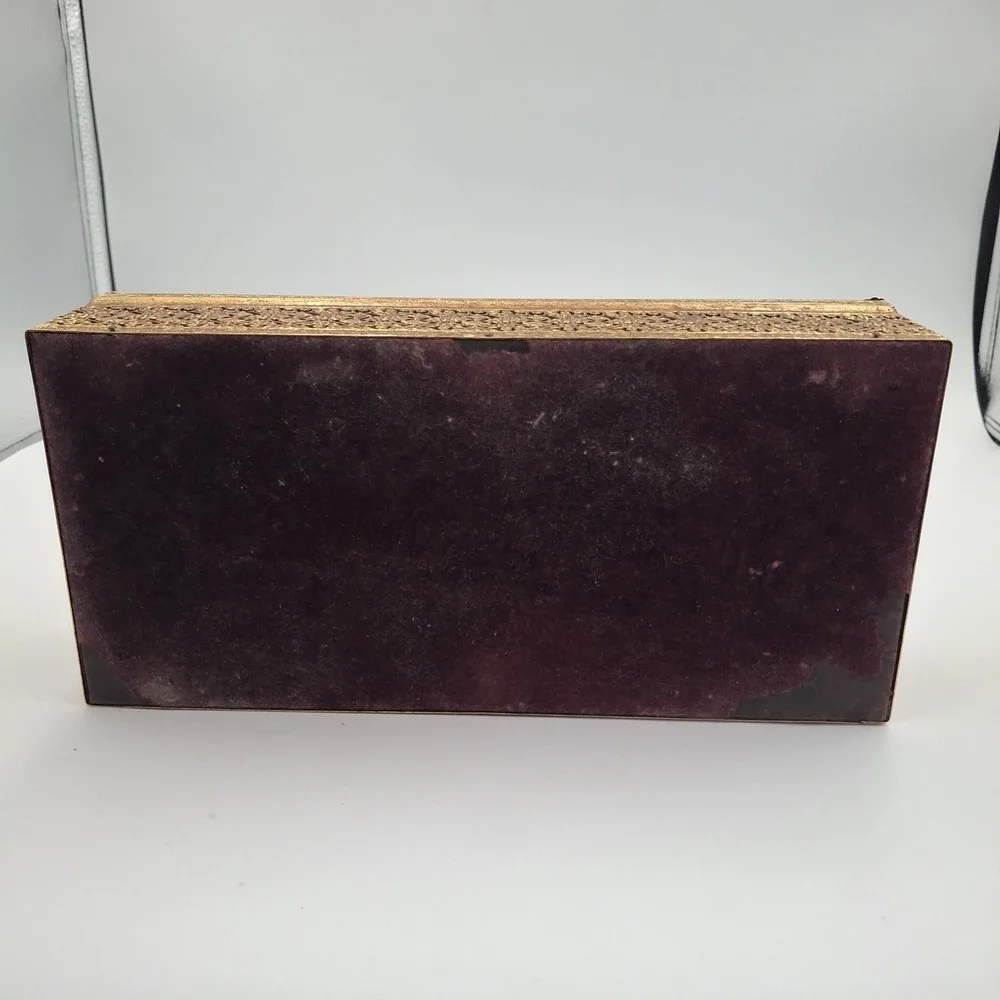 Vtg Brass Filigree Tissue Box Cover Holder Hollywood Regency Gold Ornate Metal